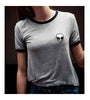 Women American Apparel Street Striped Embroidery Short Sleeve
