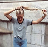 Women American Apparel Street Striped Embroidery Short Sleeve